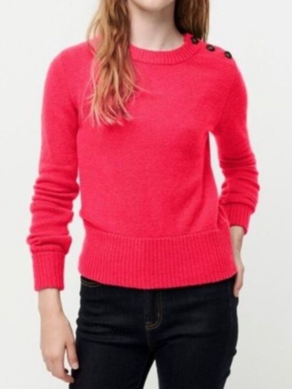 J. Crew Merino Wool Alpaca Button Detail Sweater Supersoft Yarn Pink Size Small